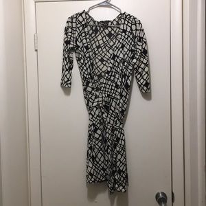 Black and cream wrap dress